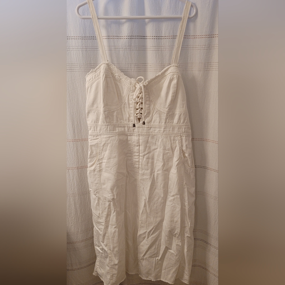 White Lace-Up Sundress